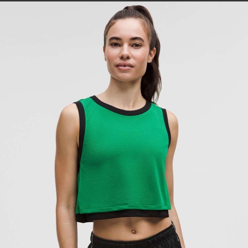 Lululemon Reversible Mesh Tank Top-Black and Raceway Green